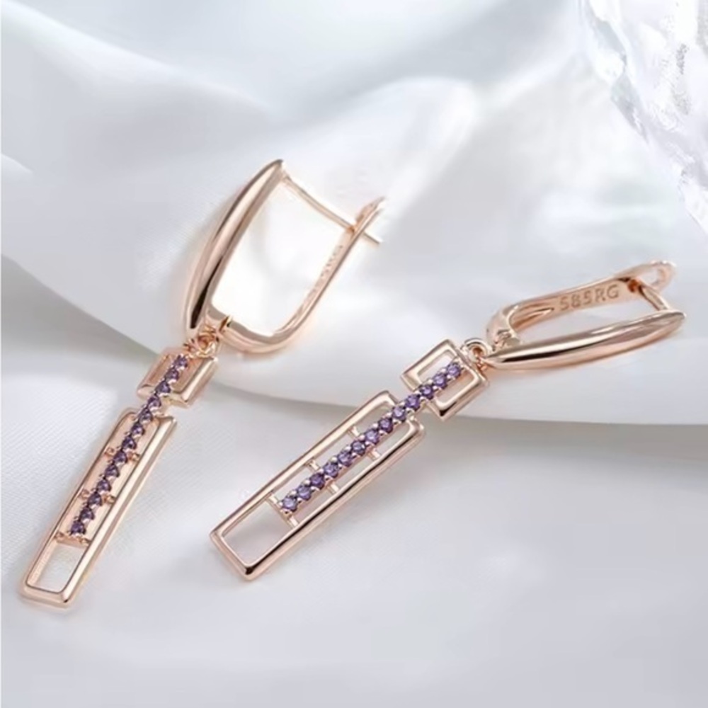 New Rose Gold Earrings, Stamped